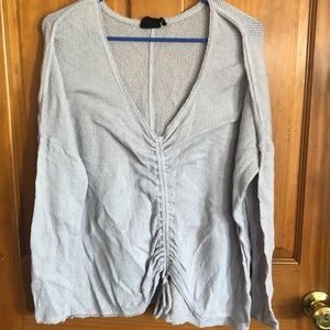 Urban Outfitters Cinch Front Gray Thermal Long Sleeve Top, Size Medium